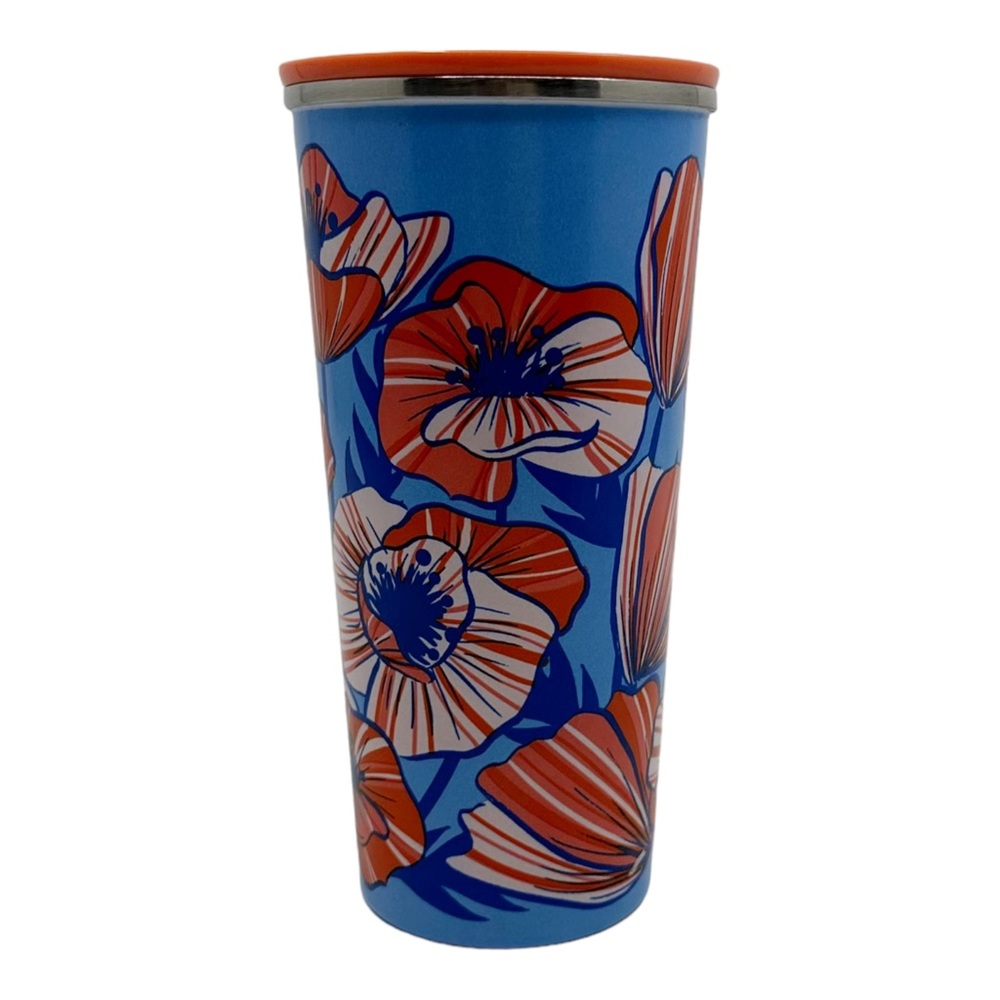 Starbucks | Poppy Print Stainless Steel Travel Cup‎ Mug 16oz / 473ml